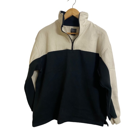 Haggar Gold Other - Haggar Gold Golf Half Zip Pullover Sweatshirt Black Cream Two Tone Men’s Large
